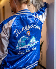 Load image into Gallery viewer, Sanrio Hangyodon Satin Jacket Embroidery Blue Sukajan
