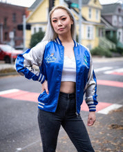 Load image into Gallery viewer, Sanrio Hangyodon Satin Jacket Embroidery Blue Sukajan
