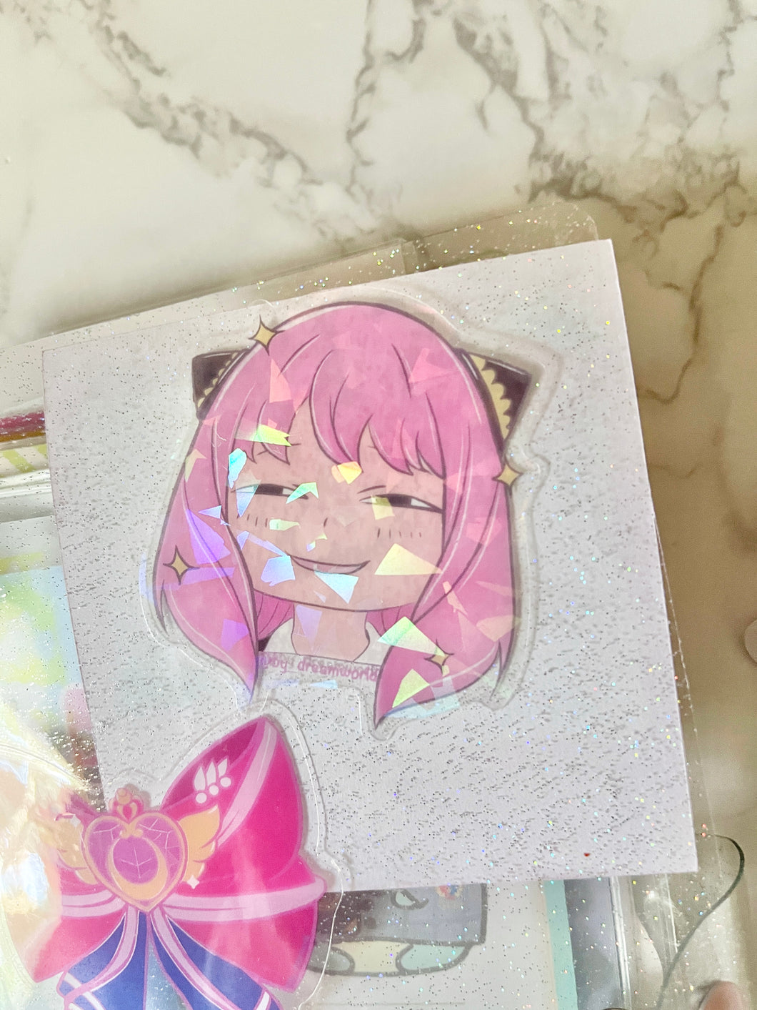 Smirk Anya Clear Holo Vinyl Sticker